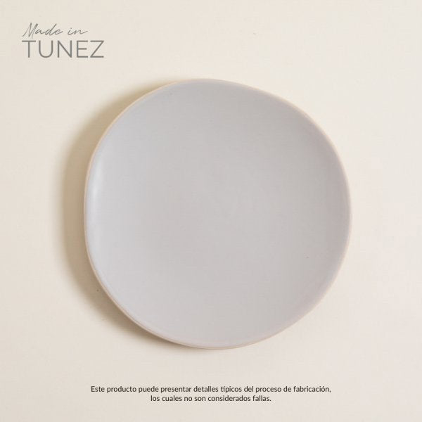 Plato postre monastir gris borde natural 20 cm
