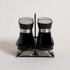 Image of SET X 4 ESPECIEROS NEGROS EN RACK 120 ML - 15,5X15,5X15 CM
