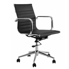 Sillón Aluminium tapizado en ecocuero con altura regulable y cromada - espalda baja.