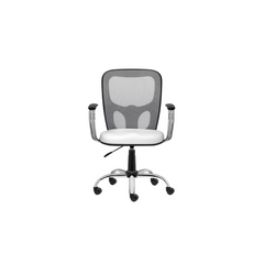 Silla de oficina India blanco neumática cromada tapizada en ecocuero