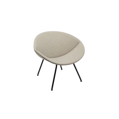 Sillón OVO beige tapizado en lino y patas microtexturadas