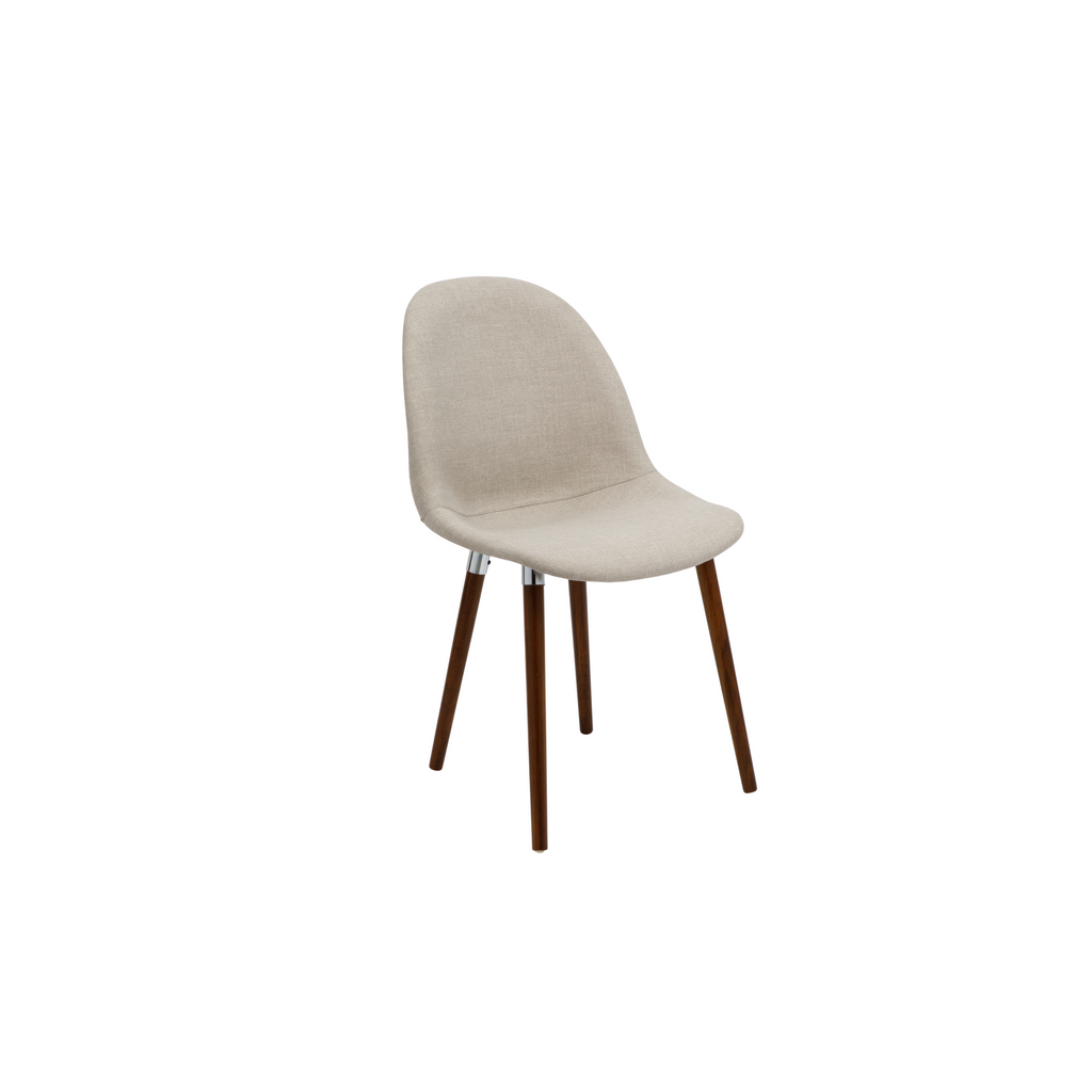 Silla Nina Wood gris claro tapizada en lino con Patas de Madera