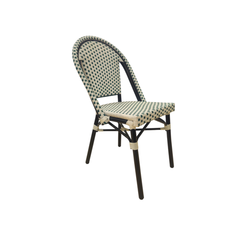 Silla French bistro con esterillado simil rattan - verde y blanco