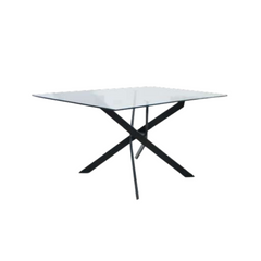 Mesa de comedor Insignia con tapa de vidrio templado  y patas negras - 1.60 mts x 90 cm
