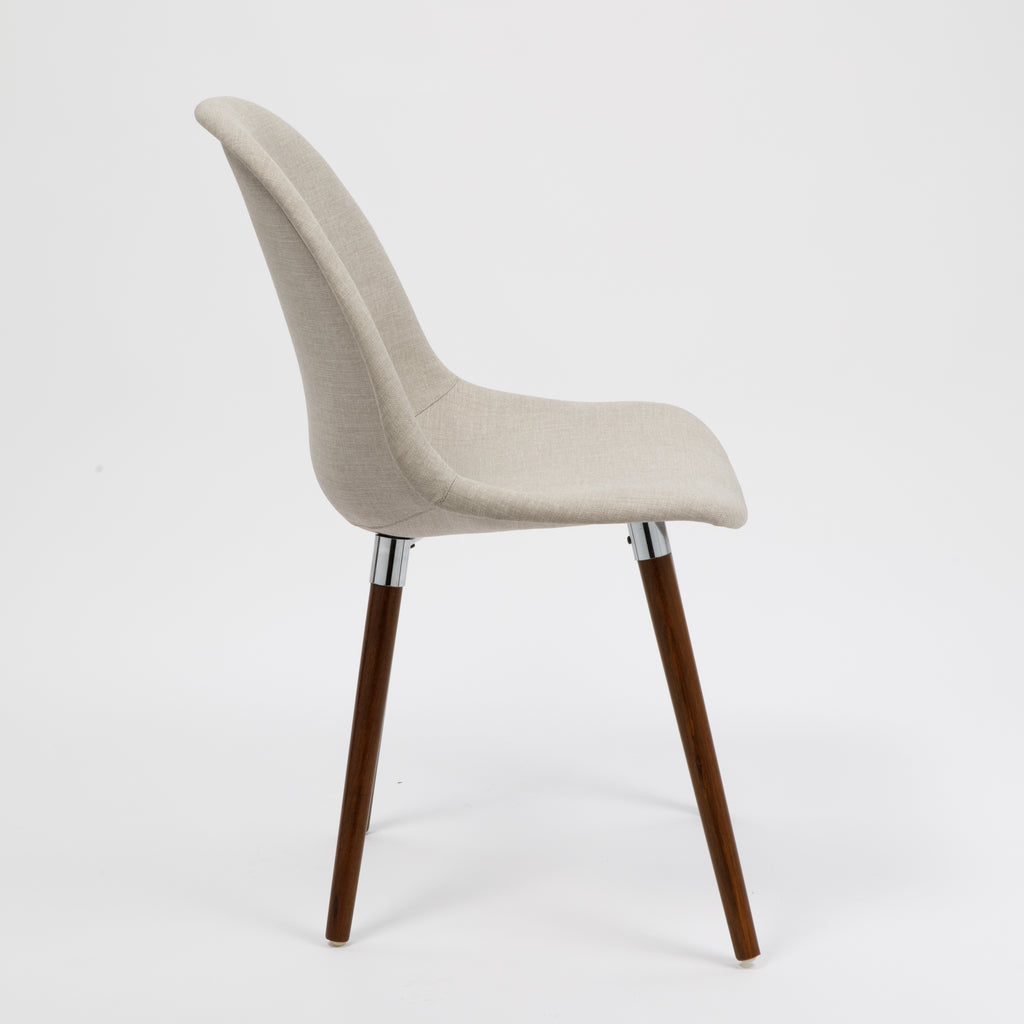 Silla Nina Wood gris claro tapizada en lino con Patas de Madera