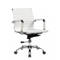Sillón Aluminium tapizado en ecocuero con altura regulable y cromada - espalda baja.