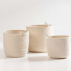 Canastos circulares de Yute Beige. Set x3