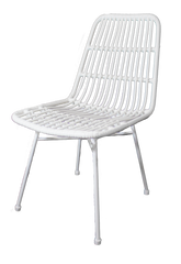 Silla NAIROBI símil rattan en colores blanco, negro y natural, estructura y patas de metal, negras.