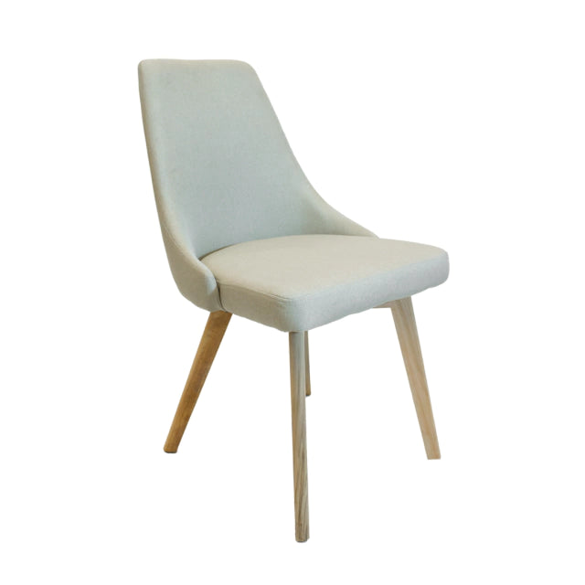 Silla Viena tapizada beige y patas de madera natural