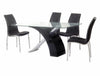Image of Mesa Victory con tapa de vidrio templado con patas combinadas. Negro y cromado