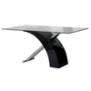 Image of Mesa Victory con tapa de vidrio templado con patas combinadas. Negro y cromado