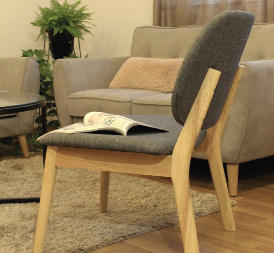 Silla Baltic natural tapizada en simil lino - Gris oscuro