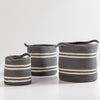 Image of Set x3 Canastos circulares de Yute Gris y Blanco con manija