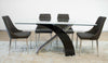 Image of Mesa Victory con tapa de vidrio templado con patas combinadas. Negro y cromado