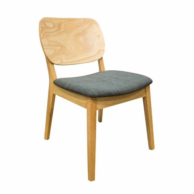 Silla Baltic natural respaldo wood tapizada en tela - Gris