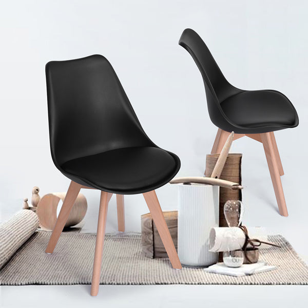 Pack de sillas nordicas Tulip con almohadón - Negro – DECOINFINITY