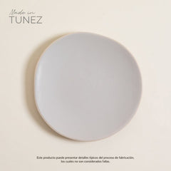 Plato postre monastir gris borde natural 20 cm