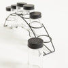 Image of SET X 6 ESPECIEROS CON TAPA NEGRA Y STAND DE METAL NEGRO 33 X 6 X 13 CM