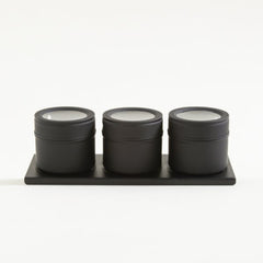 SET X 3 ESPECIEROS DE ACERO IMANTADOS NEGRO MATE 21 X8 X 6 CM