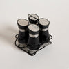 Image of SET X 4 ESPECIEROS NEGROS EN RACK 120 ML - 15,5X15,5X15 CM