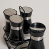 Image of SET X 4 ESPECIEROS NEGROS EN RACK 120 ML - 15,5X15,5X15 CM