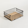 Image of CANASTO NEGRO CON ASAS BASE BAMBOO 30,5X23,5X10 CM