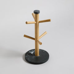 Porta tazas de bamboo black marble