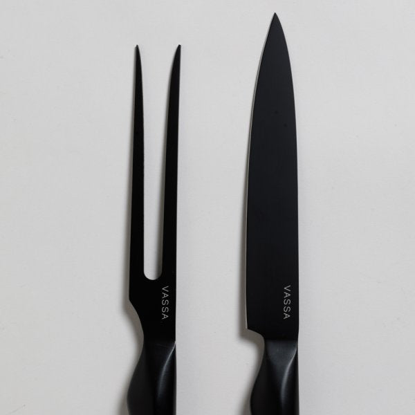 Set de asado acero inoxidable negro