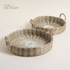 Image of SET DE 2 BANDEJAS REDONDAS DE SEAGRASS CON BLANCO 40X7/35X7 CM