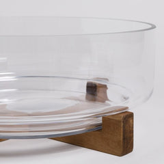 Bowl de vidrio con base de acacia 3.6 L