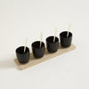 Image of Set x4 copetineros de porcelana negra con base de bamboo