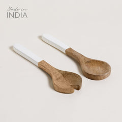 SET DE CUCHARA Y TENEDOR DE MADERA ESMALTADA SAHA 23 CM