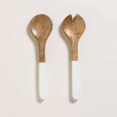 SET DE CUCHARA Y TENEDOR DE MADERA ESMALTADA SAHA 23 CM