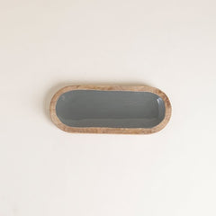 Bandeja de madera esmaltada saha - gris
