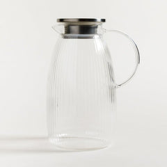 Jarra de vidrio bombe rayas tapa acero 2200 ml