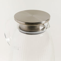 Jarra de vidrio bombe rayas tapa acero 2200 ml
