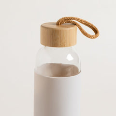 Botella tapa bamboo y funda de silicona full cream 500 ml