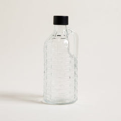 Botellón de vidrio diseño ratan tapa black
