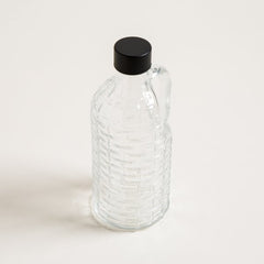Botellón de vidrio diseño ratan tapa black
