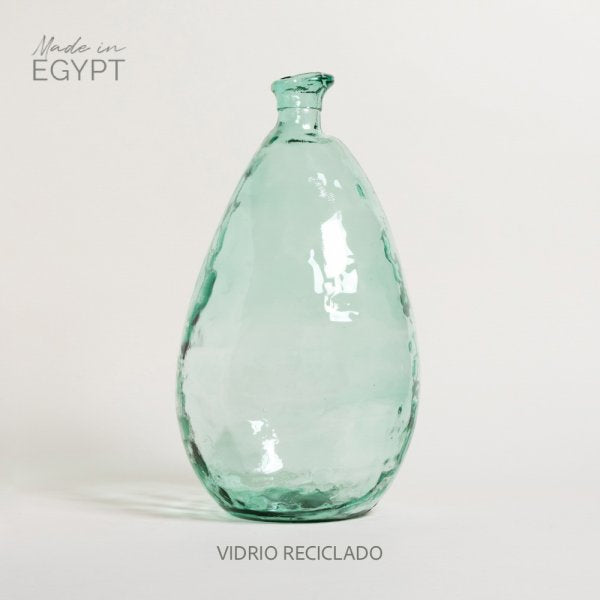 Jarron de vidrio reciclado amorfo fayun turquesa