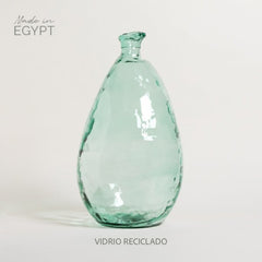 Jarron de vidrio reciclado amorfo fayun turquesa