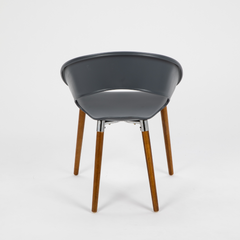 Silla One gris Wood plástica con Patas de Madera