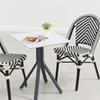 Image of Silla French bistro esterillado de simil ratan plástico con patas negras - negro y blanco