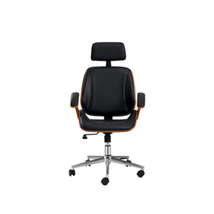 Sillón Miller gerencial tapizado en ecocuero con madera