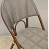 Image of Silla French bistro esterillado de simil ratan plástico con patas marrones - gris claro