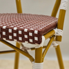 Image of Silla French bistro esterillado de simil ratan plástico con patas naturales - blanco y rojo