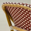 Image of Silla French bistro esterillado de simil ratan plástico con patas naturales - blanco y rojo