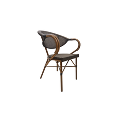 Silla French bistro esterillado de simil ratan plástico con patas marrones - gris oscuro