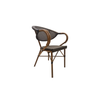 Image of Silla French bistro esterillado de simil ratan plástico con patas marrones - gris oscuro