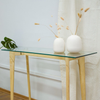 Image of Consola soho con tapa de vidrio y patas de madera natural o negra